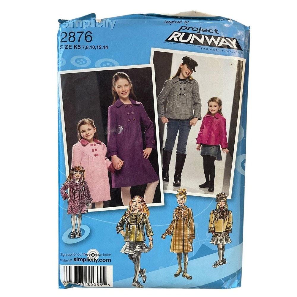 Simplicity Sewing Pattern 2876 Girls Size 7-14 Project Runway Coat Jacket Hat